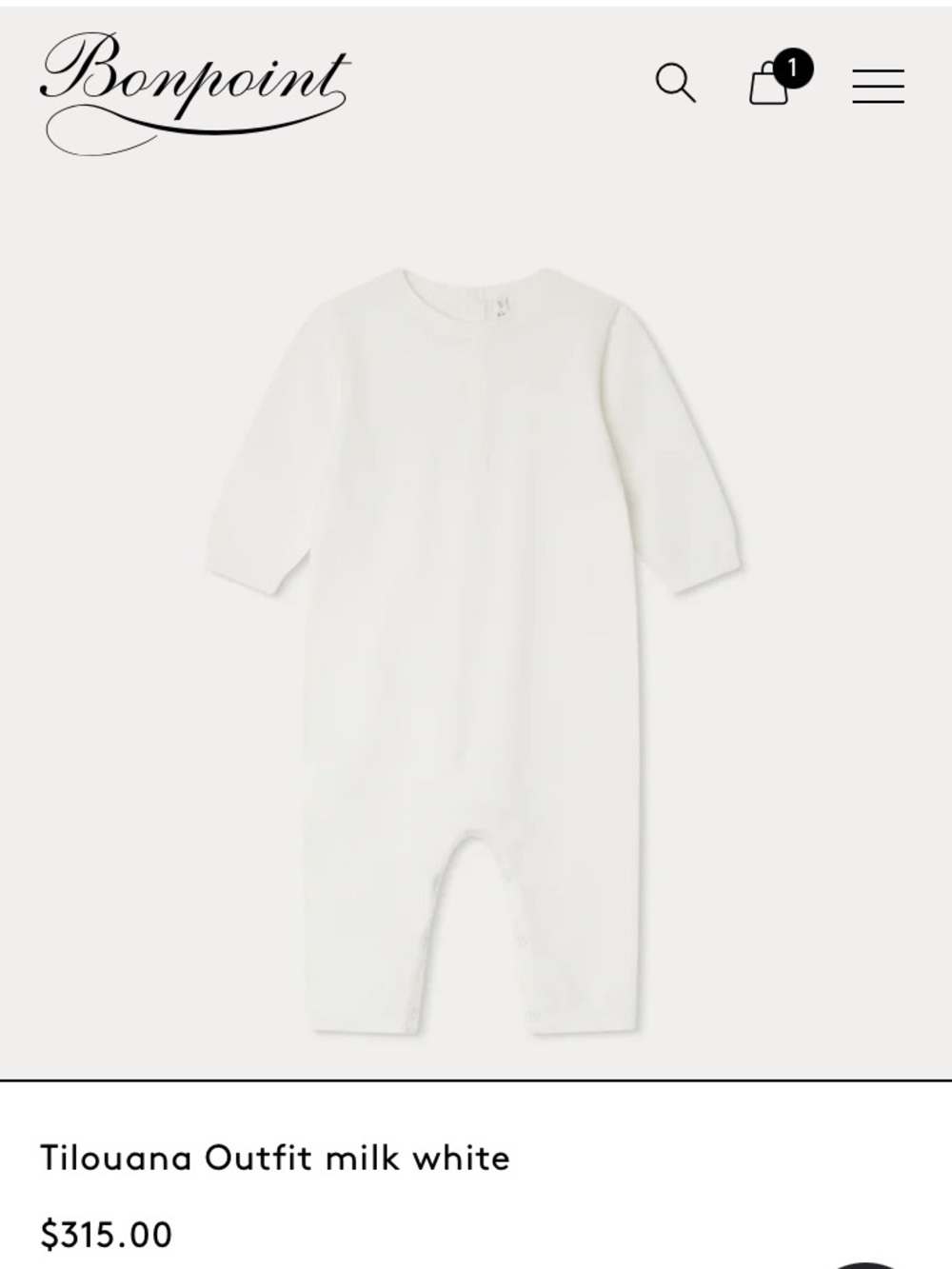 Bonpoint Tilouana White Long-Sleeve One-Piece